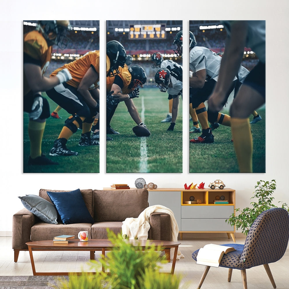 An American Football Playing Wall Art Canvas Print, featuring a UV-protective coating for lasting vibrancy, is the perfect museum-quality addition. Enjoy free shipping on this stunning centerpiece.