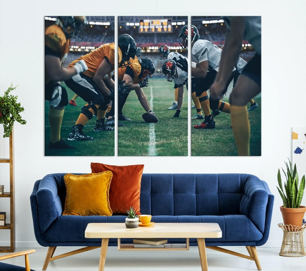 An American Football Playing Wall Art Canvas Print, featuring a UV-protective coating for lasting vibrancy, is the perfect museum-quality addition. Enjoy free shipping on this stunning centerpiece.