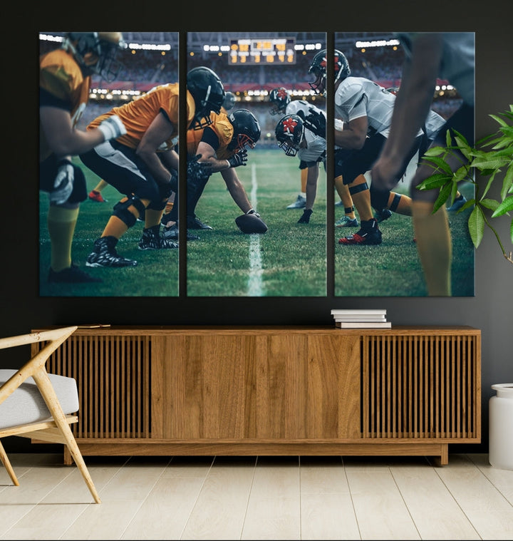 An American Football Playing Wall Art Canvas Print, featuring a UV-protective coating for lasting vibrancy, is the perfect museum-quality addition. Enjoy free shipping on this stunning centerpiece.