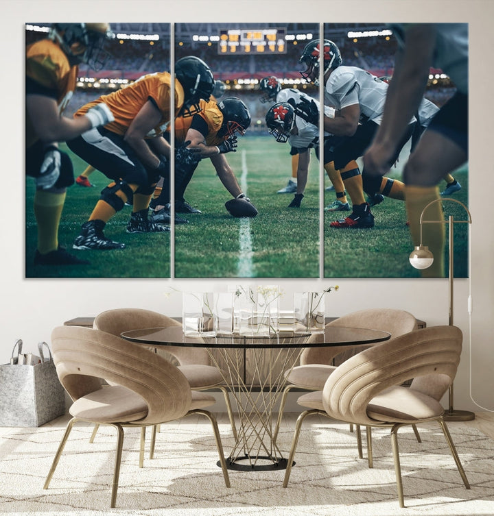 An American Football Playing Wall Art Canvas Print, featuring a UV-protective coating for lasting vibrancy, is the perfect museum-quality addition. Enjoy free shipping on this stunning centerpiece.