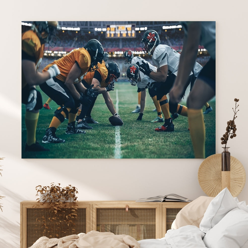 An American Football Playing Wall Art Canvas Print, featuring a UV-protective coating for lasting vibrancy, is the perfect museum-quality addition. Enjoy free shipping on this stunning centerpiece.