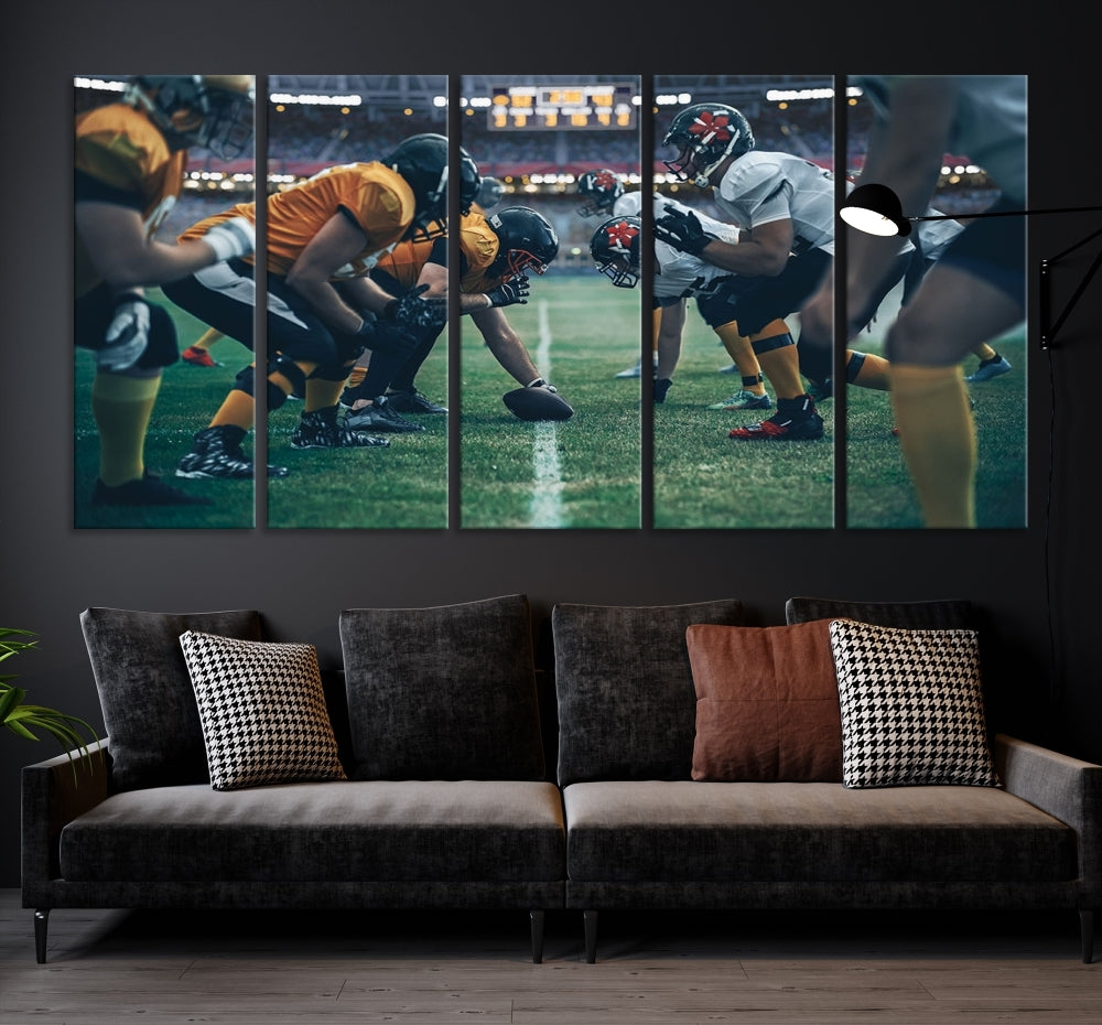 An American Football Playing Wall Art Canvas Print, featuring a UV-protective coating for lasting vibrancy, is the perfect museum-quality addition. Enjoy free shipping on this stunning centerpiece.