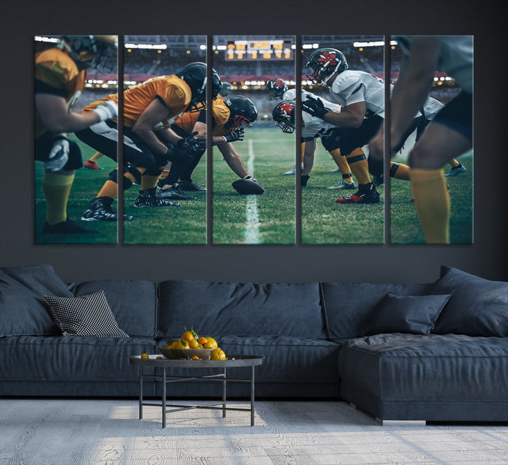 An American Football Playing Wall Art Canvas Print, featuring a UV-protective coating for lasting vibrancy, is the perfect museum-quality addition. Enjoy free shipping on this stunning centerpiece.