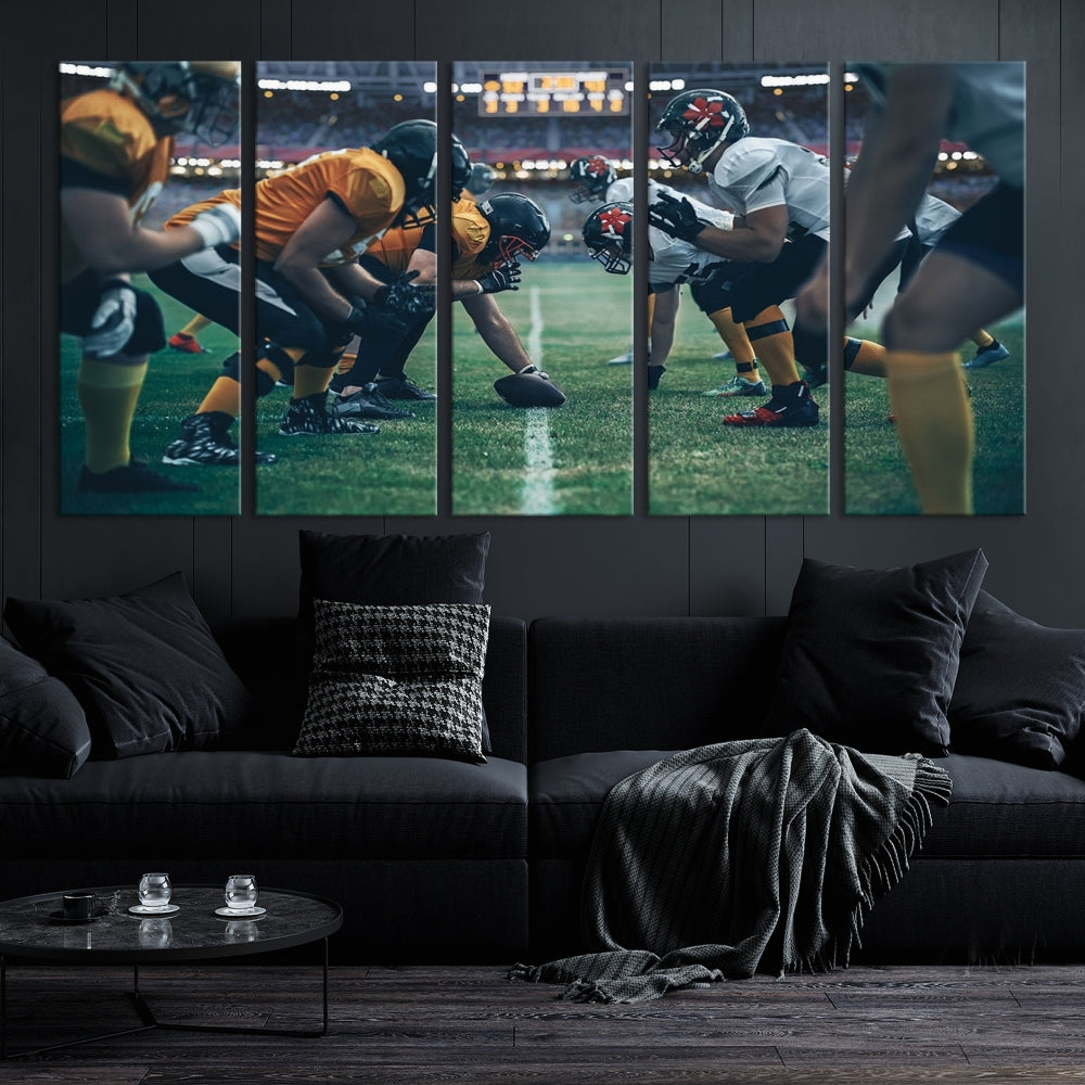 An American Football Playing Wall Art Canvas Print, featuring a UV-protective coating for lasting vibrancy, is the perfect museum-quality addition. Enjoy free shipping on this stunning centerpiece.