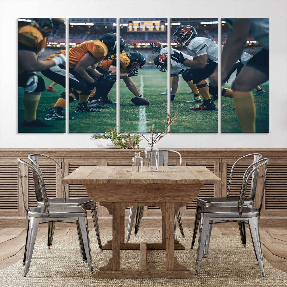 An American Football Playing Wall Art Canvas Print, featuring a UV-protective coating for lasting vibrancy, is the perfect museum-quality addition. Enjoy free shipping on this stunning centerpiece.