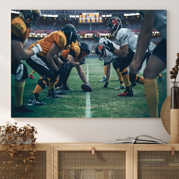 An American Football Playing Wall Art Canvas Print, featuring a UV-protective coating for lasting vibrancy, is the perfect museum-quality addition. Enjoy free shipping on this stunning centerpiece.