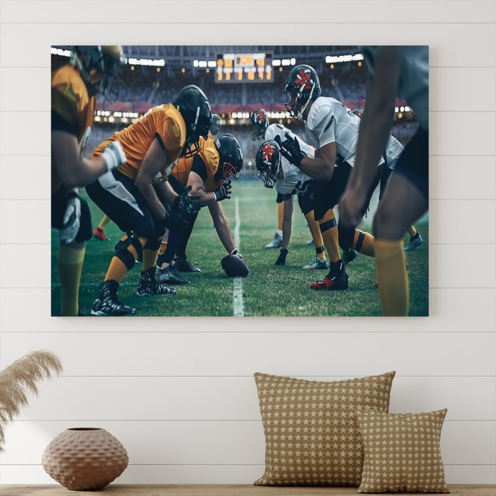 An American Football Playing Wall Art Canvas Print, featuring a UV-protective coating for lasting vibrancy, is the perfect museum-quality addition. Enjoy free shipping on this stunning centerpiece.