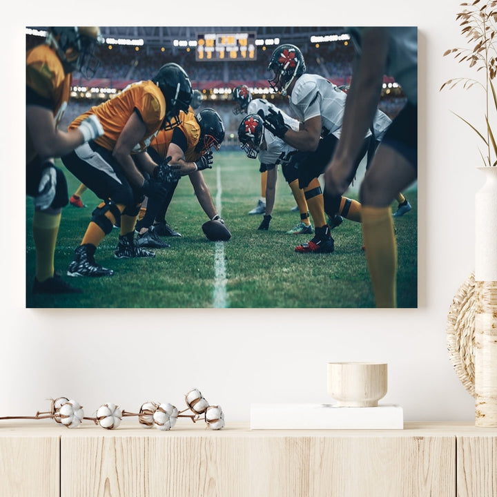 An American Football Playing Wall Art Canvas Print, featuring a UV-protective coating for lasting vibrancy, is the perfect museum-quality addition. Enjoy free shipping on this stunning centerpiece.