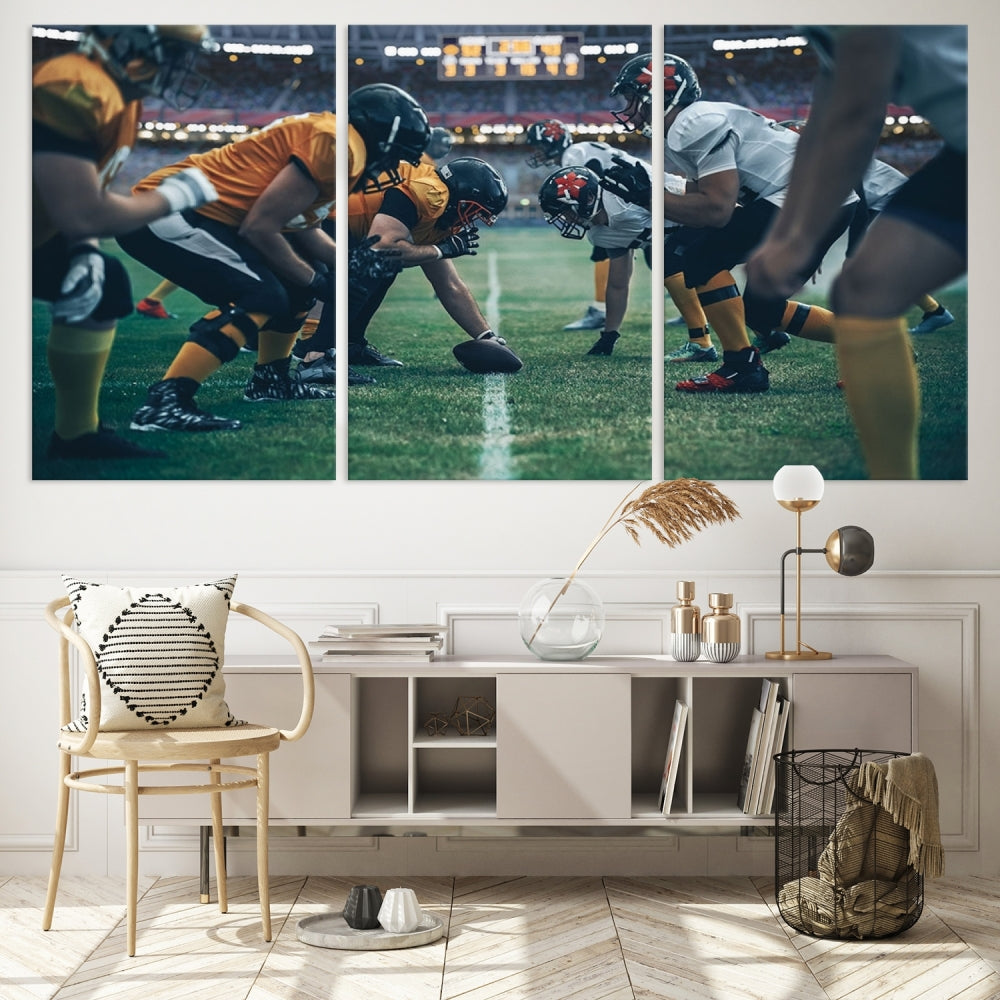 An American Football Playing Wall Art Canvas Print, featuring a UV-protective coating for lasting vibrancy, is the perfect museum-quality addition. Enjoy free shipping on this stunning centerpiece.