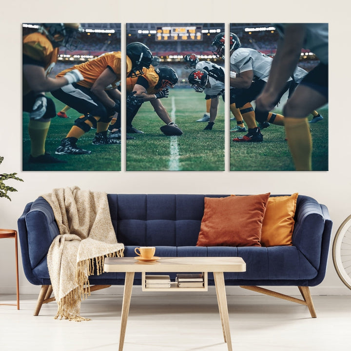 An American Football Playing Wall Art Canvas Print, featuring a UV-protective coating for lasting vibrancy, is the perfect museum-quality addition. Enjoy free shipping on this stunning centerpiece.