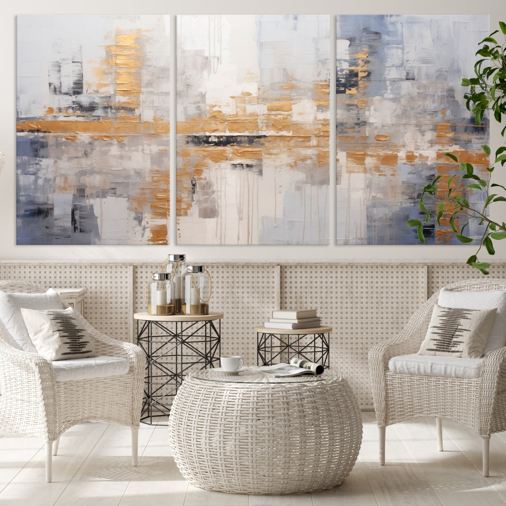 The Beige Modern Large Abstract Wall Art Canvas Print in neutral tones features a UV-protective coating for enduring elegance.