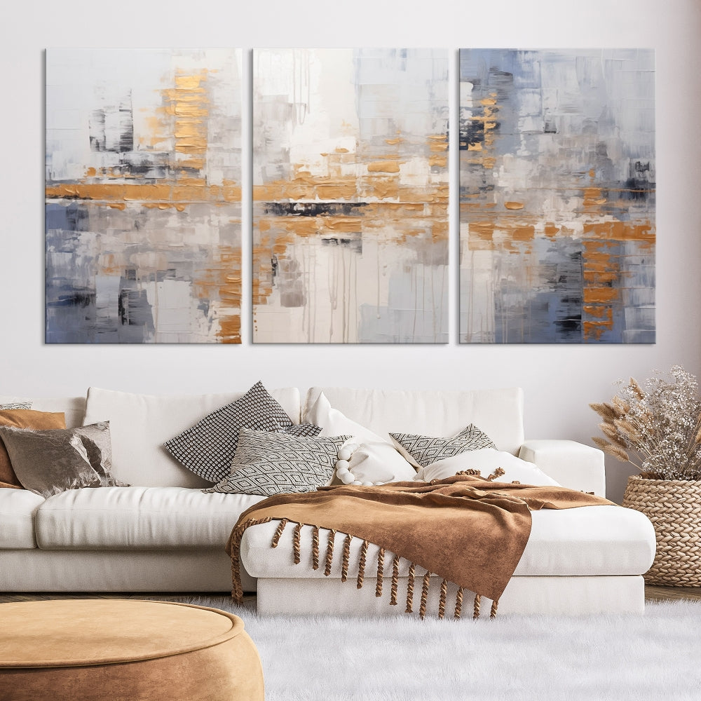 The Beige Modern Large Abstract Wall Art Canvas Print in neutral tones features a UV-protective coating for enduring elegance.