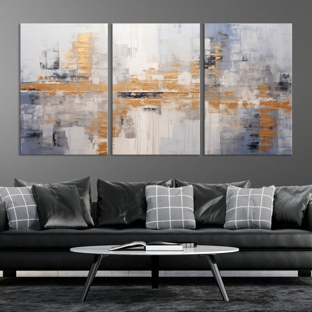 The Beige Modern Large Abstract Wall Art Canvas Print in neutral tones features a UV-protective coating for enduring elegance.