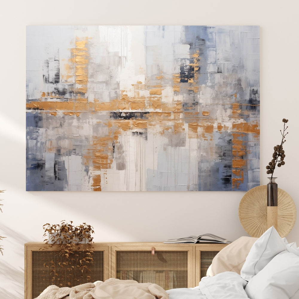 The Beige Modern Large Abstract Wall Art Canvas Print in neutral tones features a UV-protective coating for enduring elegance.