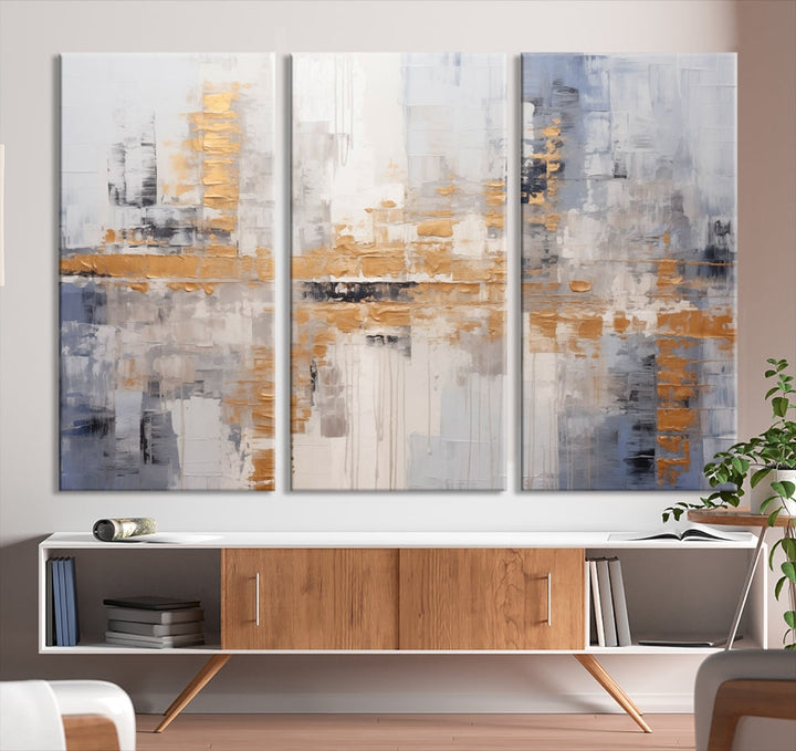 The Beige Modern Large Abstract Wall Art Canvas Print in neutral tones features a UV-protective coating for enduring elegance.