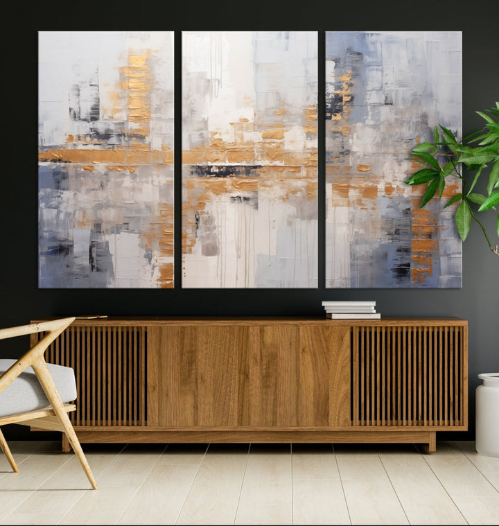 The Beige Modern Large Abstract Wall Art Canvas Print in neutral tones features a UV-protective coating for enduring elegance.