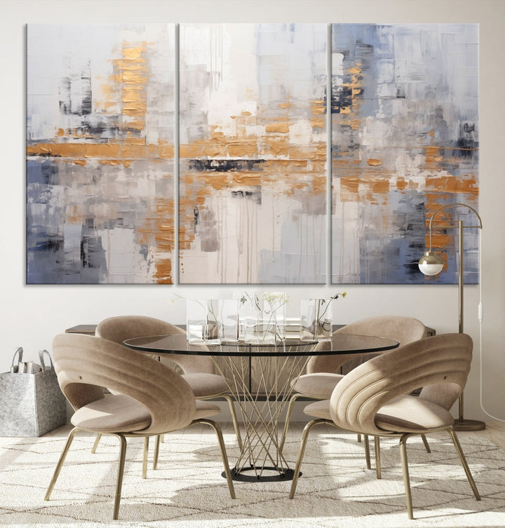 The Beige Modern Large Abstract Wall Art Canvas Print in neutral tones features a UV-protective coating for enduring elegance.