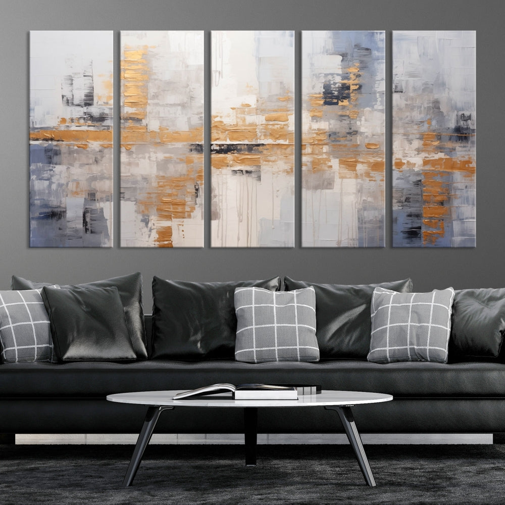 The Beige Modern Large Abstract Wall Art Canvas Print in neutral tones features a UV-protective coating for enduring elegance.