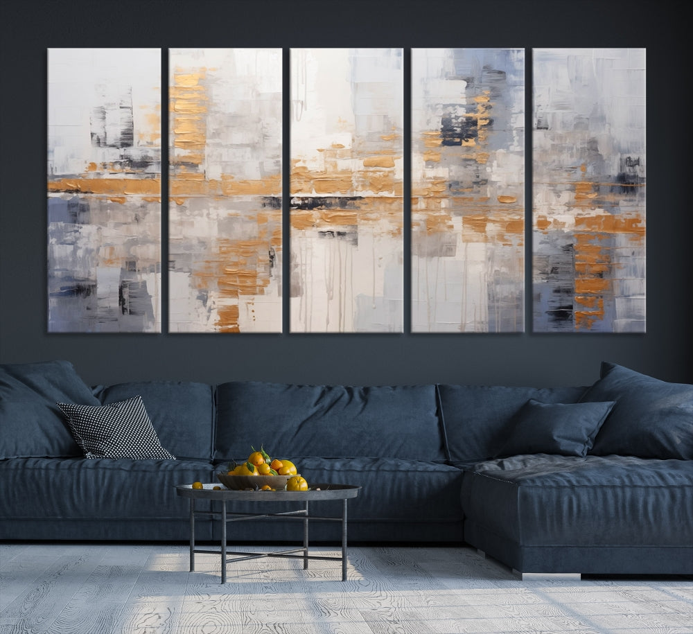 The Beige Modern Large Abstract Wall Art Canvas Print in neutral tones features a UV-protective coating for enduring elegance.