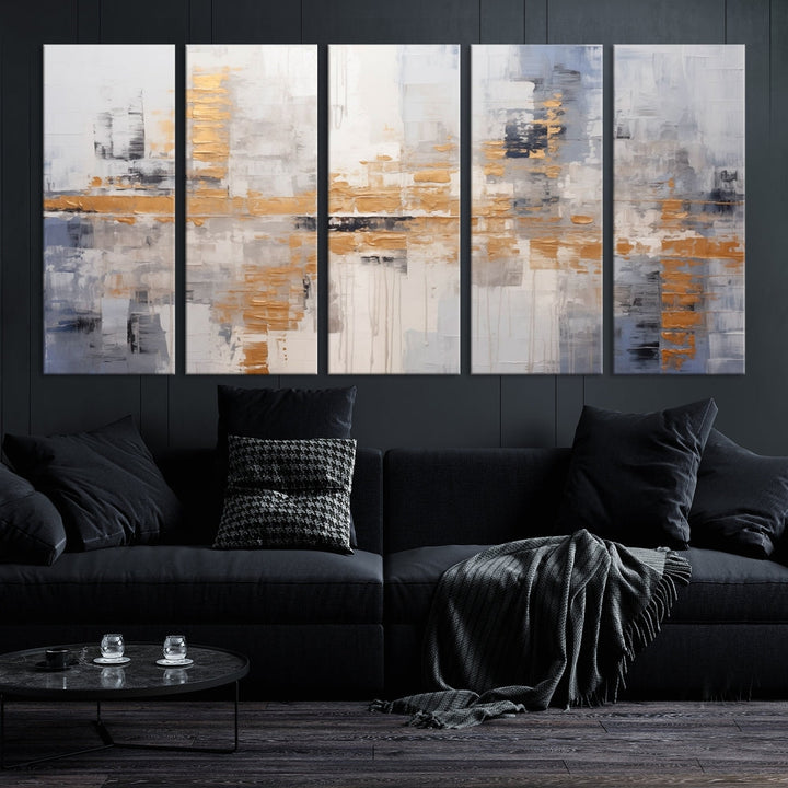 The Beige Modern Large Abstract Wall Art Canvas Print in neutral tones features a UV-protective coating for enduring elegance.