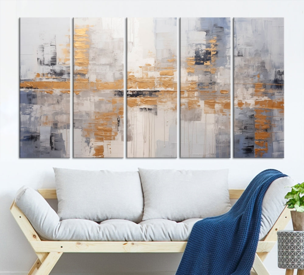 The Beige Modern Large Abstract Wall Art Canvas Print in neutral tones features a UV-protective coating for enduring elegance.