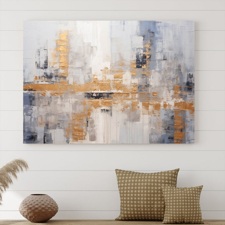 The Beige Modern Large Abstract Wall Art Canvas Print in neutral tones features a UV-protective coating for enduring elegance.