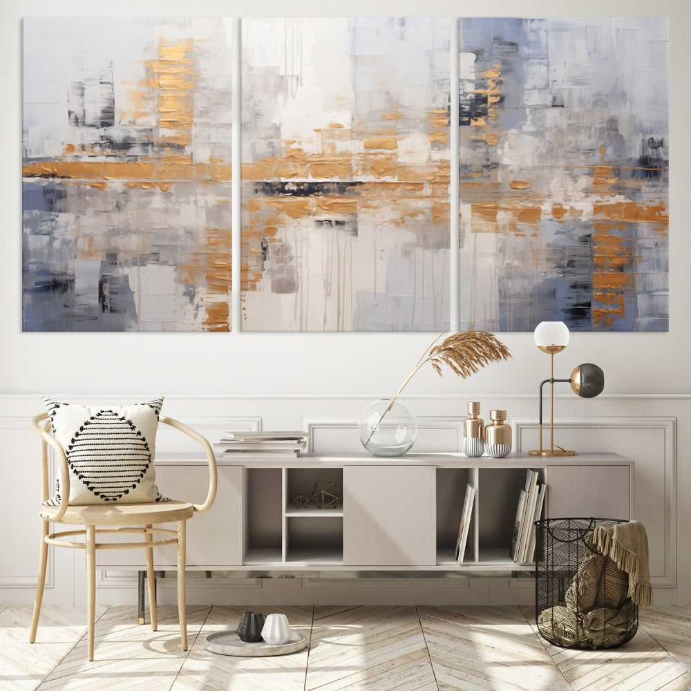 The Beige Modern Large Abstract Wall Art Canvas Print in neutral tones features a UV-protective coating for enduring elegance.