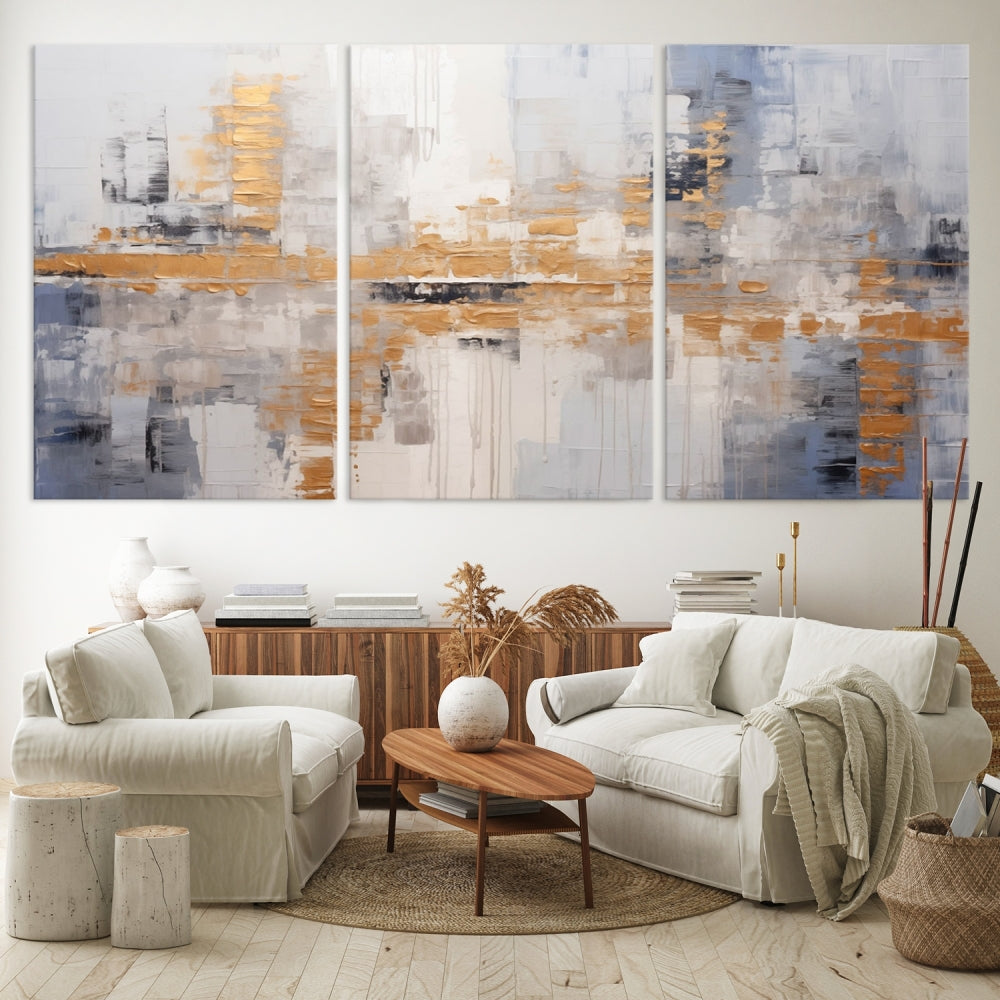 The Beige Modern Large Abstract Wall Art Canvas Print in neutral tones features a UV-protective coating for enduring elegance.