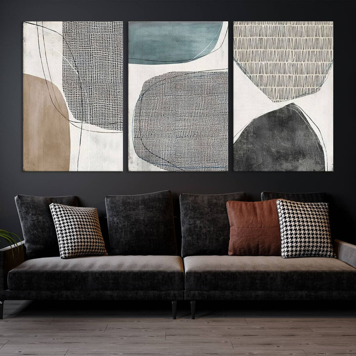 A stylish living room showcases museum-quality Canvas Print Wall Art Abstract Illustrs Art Boho on the wall.