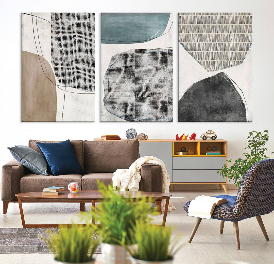 A stylish living room showcases museum-quality Canvas Print Wall Art Abstract Illustrs Art Boho on the wall.