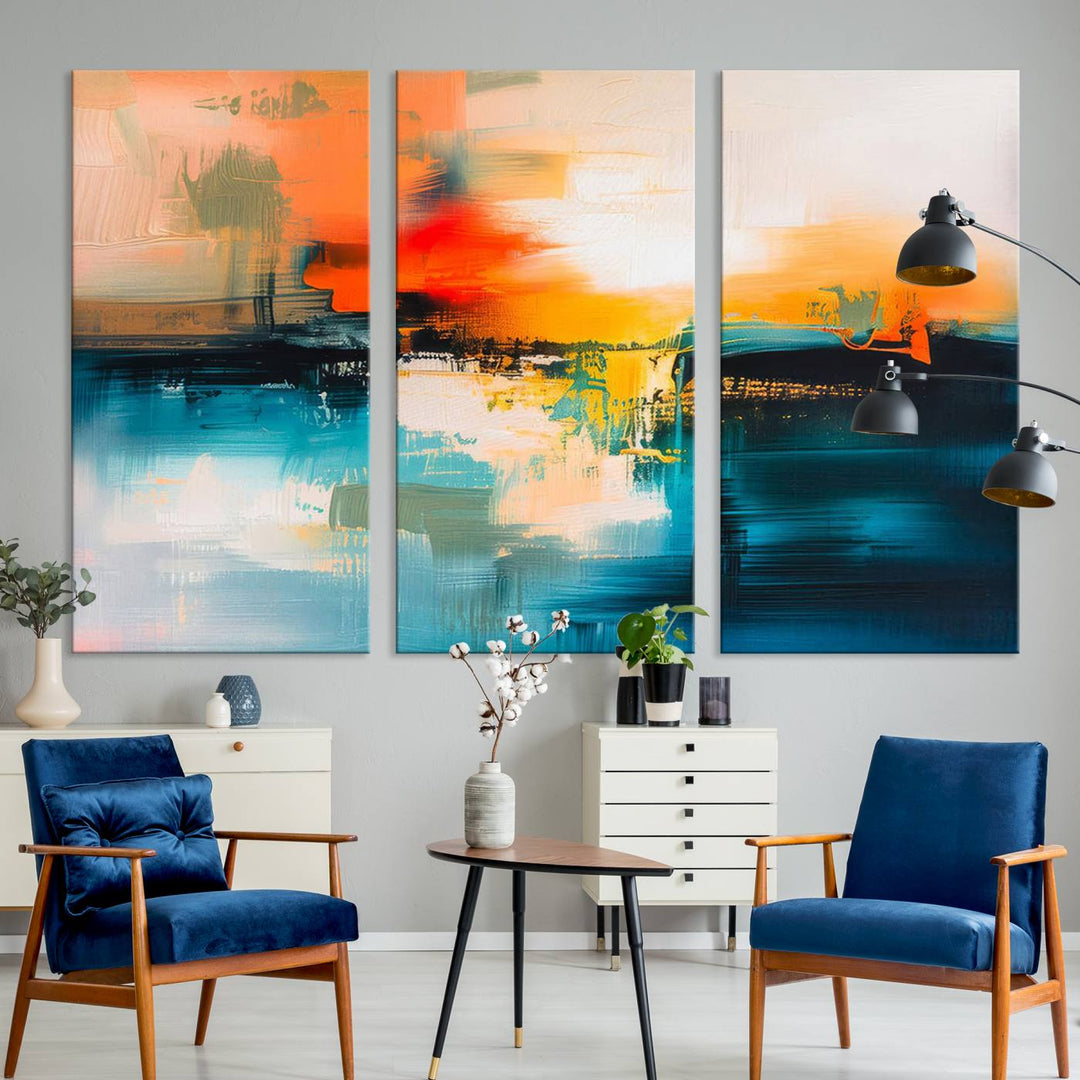 Colorful Abstract Wall Art | Bold Modern Canvas Print | Ready to Hang and Framed for Living Room or Office Decor