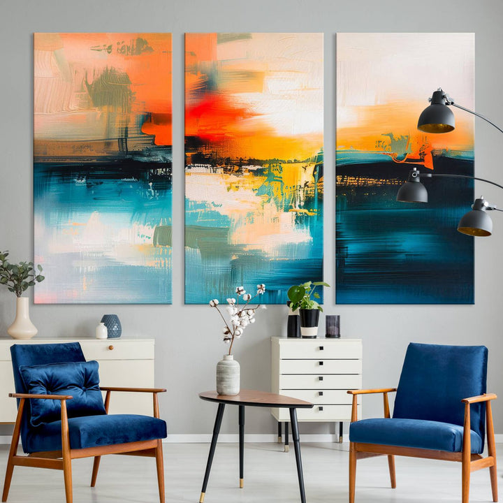Colorful Abstract Wall Art | Bold Modern Canvas Print | Ready to Hang and Framed for Living Room or Office Decor