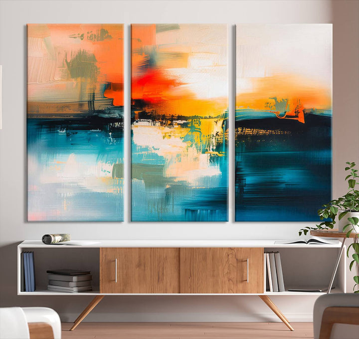 Colorful Abstract Wall Art | Bold Modern Canvas Print | Ready to Hang and Framed for Living Room or Office Decor