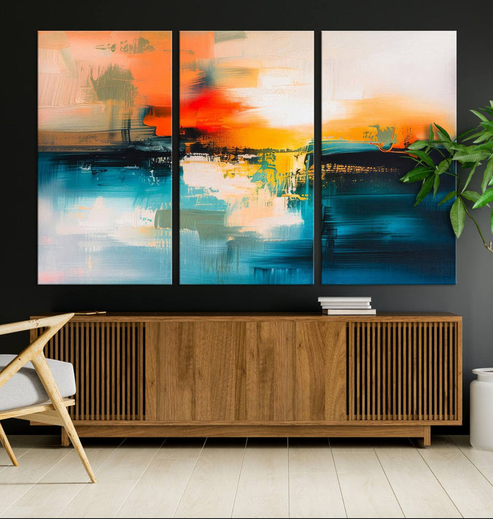 Colorful Abstract Wall Art | Bold Modern Canvas Print | Ready to Hang and Framed for Living Room or Office Decor