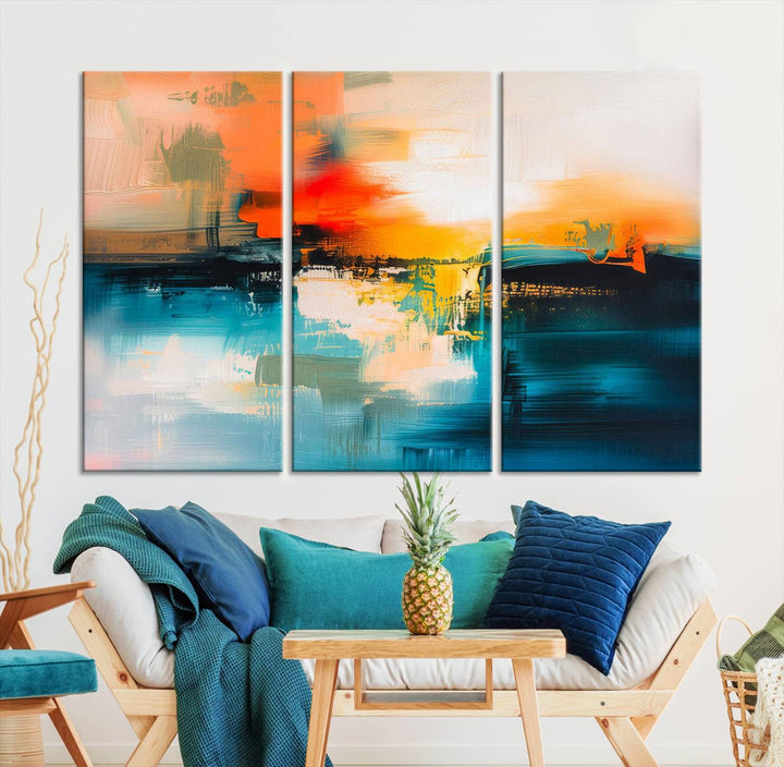 Colorful Abstract Wall Art | Bold Modern Canvas Print | Ready to Hang and Framed for Living Room or Office Decor