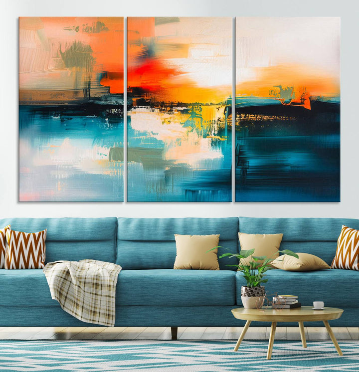 Colorful Abstract Wall Art | Bold Modern Canvas Print | Ready to Hang and Framed for Living Room or Office Decor