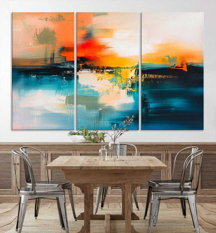 Colorful Abstract Wall Art | Bold Modern Canvas Print | Ready to Hang and Framed for Living Room or Office Decor