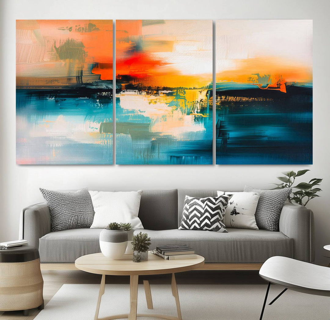 Colorful Abstract Wall Art | Bold Modern Canvas Print | Ready to Hang and Framed for Living Room or Office Decor