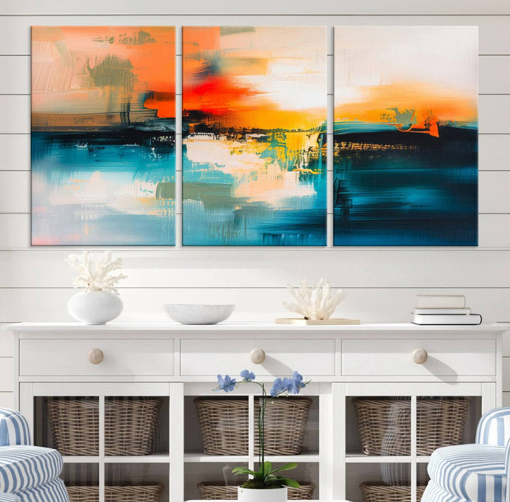 Colorful Abstract Wall Art | Bold Modern Canvas Print | Ready to Hang and Framed for Living Room or Office Decor