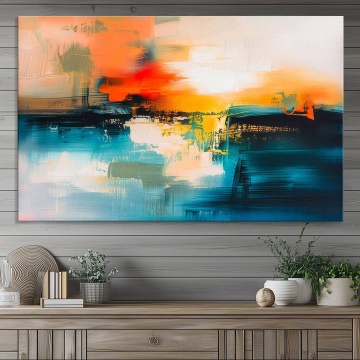 Colorful Abstract Wall Art | Bold Modern Canvas Print | Ready to Hang and Framed for Living Room or Office Decor