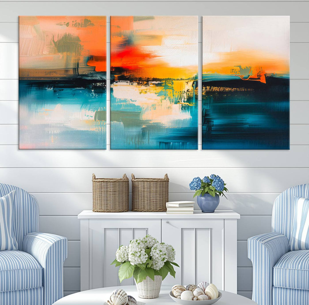 Colorful Abstract Wall Art | Bold Modern Canvas Print | Ready to Hang and Framed for Living Room or Office Decor
