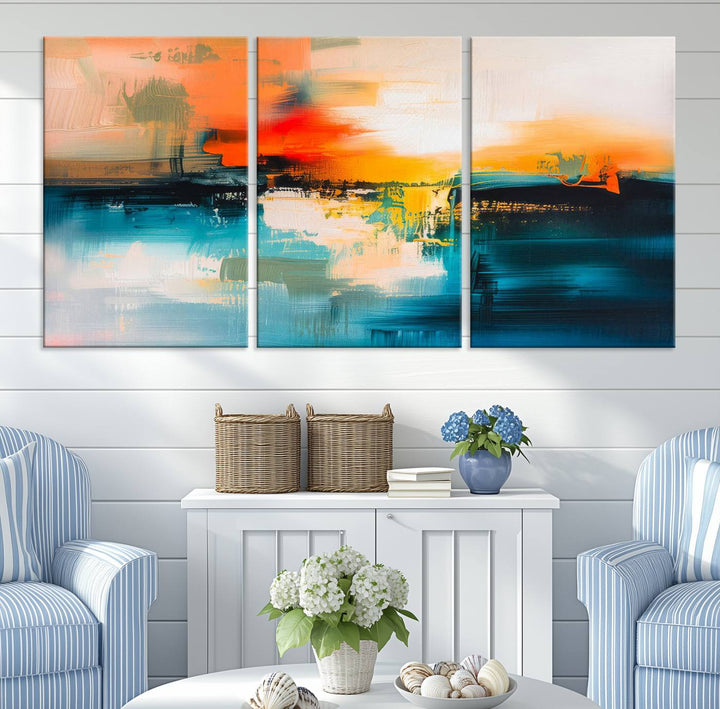 Colorful Abstract Wall Art | Bold Modern Canvas Print | Ready to Hang and Framed for Living Room or Office Decor