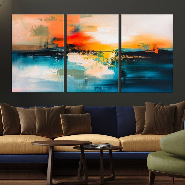 Colorful Abstract Wall Art | Bold Modern Canvas Print | Ready to Hang and Framed for Living Room or Office Decor