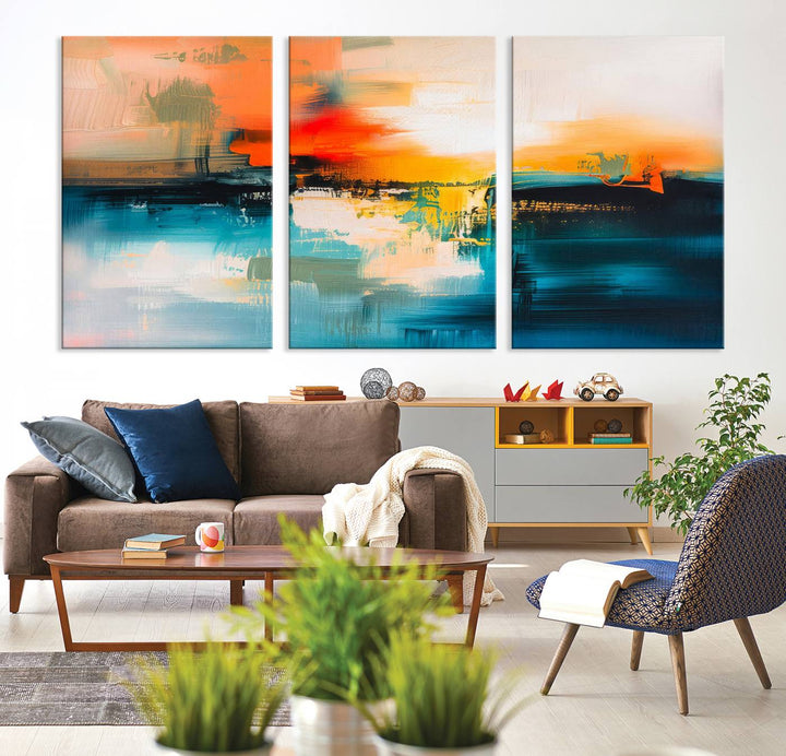 Colorful Abstract Wall Art | Bold Modern Canvas Print | Ready to Hang and Framed for Living Room or Office Decor