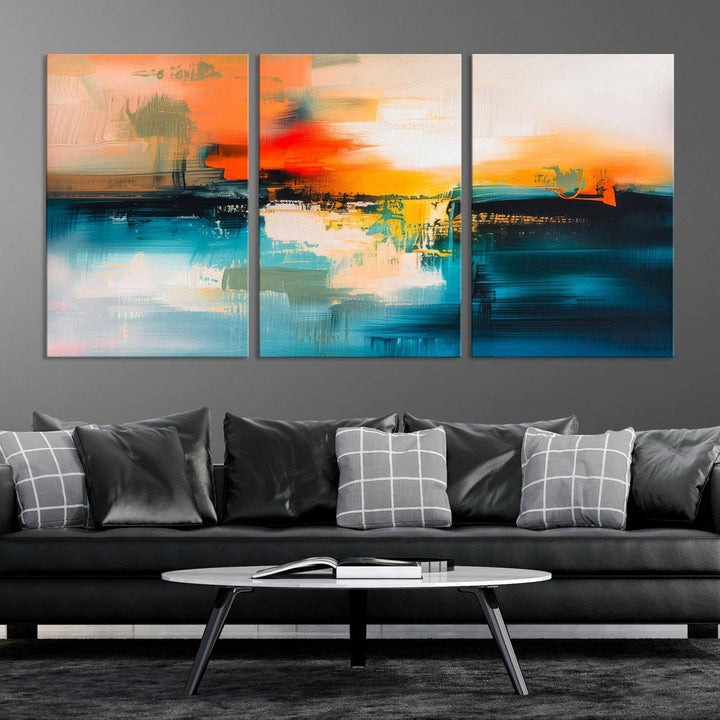Colorful Abstract Wall Art | Bold Modern Canvas Print | Ready to Hang and Framed for Living Room or Office Decor