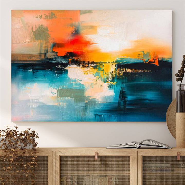 Colorful Abstract Wall Art | Bold Modern Canvas Print | Ready to Hang and Framed for Living Room or Office Decor