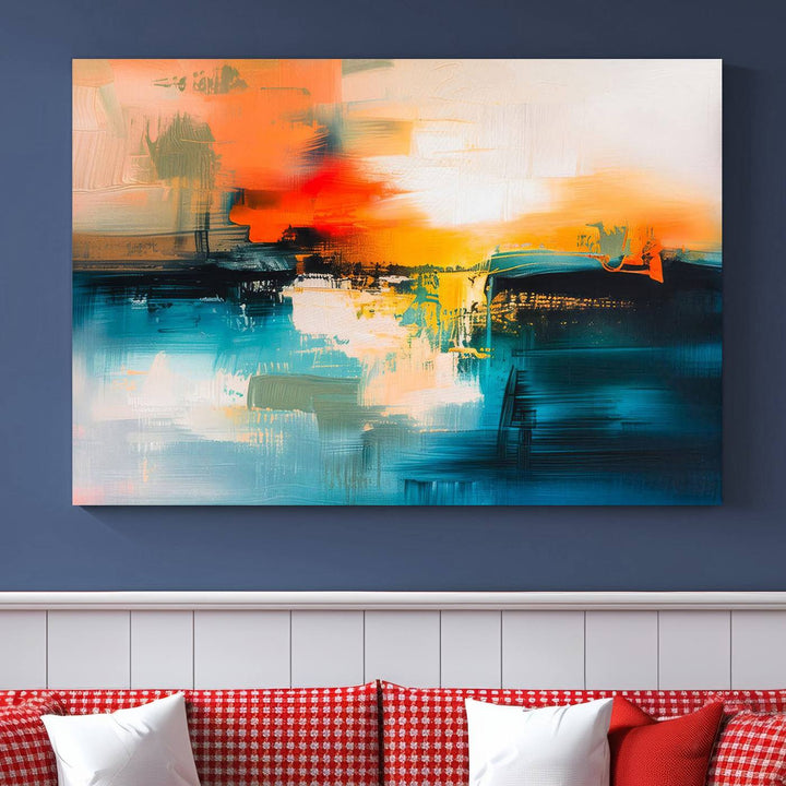 Colorful Abstract Wall Art | Bold Modern Canvas Print | Ready to Hang and Framed for Living Room or Office Decor