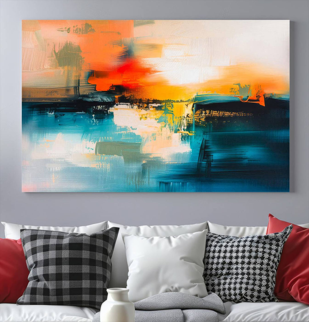 Colorful Abstract Wall Art | Bold Modern Canvas Print | Ready to Hang and Framed for Living Room or Office Decor