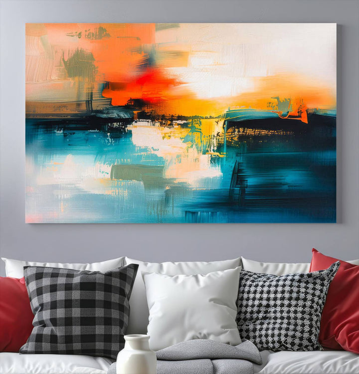 Colorful Abstract Wall Art | Bold Modern Canvas Print | Ready to Hang and Framed for Living Room or Office Decor