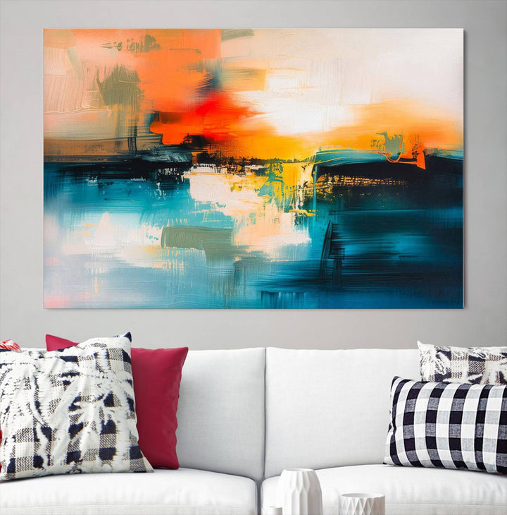 Colorful Abstract Wall Art | Bold Modern Canvas Print | Ready to Hang and Framed for Living Room or Office Decor